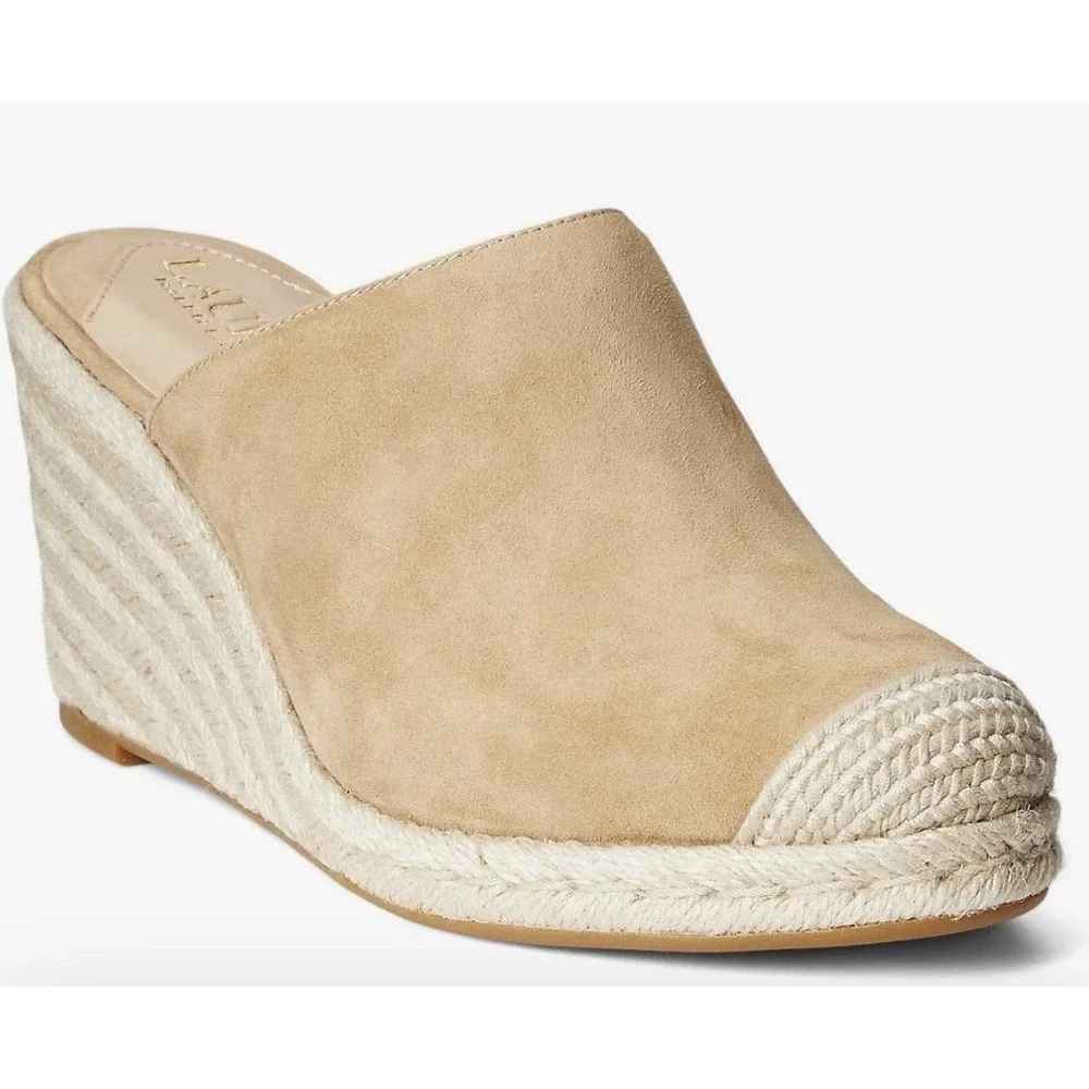 Lauren‎ Ralph Lauren Womens Pennie Espadrille Wedge Espadrille Size 9.5 Camel
